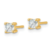 14ky 1/2ct Cert Lab Grown Dia VS/SI+ G+ Cushion Comp 4 Prong Stud Earrings