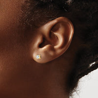 14ky 1/2ct Cert Lab Grown Dia VS/SI+ G+ Cushion Comp 4 Prong Stud Earrings