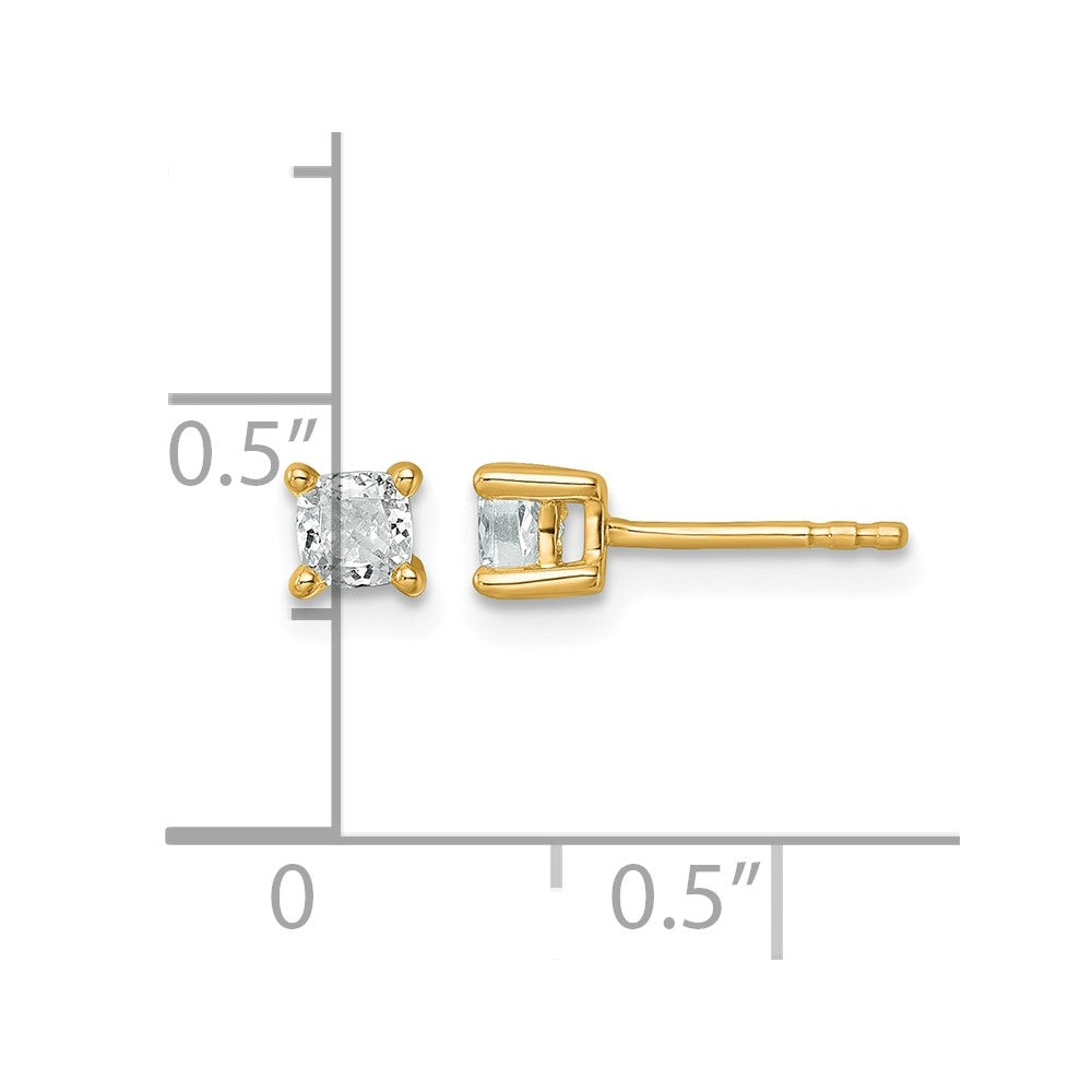 14ky 1/2ct Cert Lab Grown Dia VS/SI+ G+ Cushion Comp 4 Prong Stud Earrings