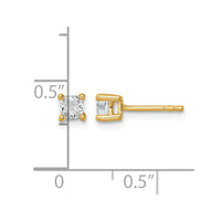 14ky 1/2ct Cert Lab Grown Dia VS/SI+ G+ Cushion Comp 4 Prong Stud Earrings