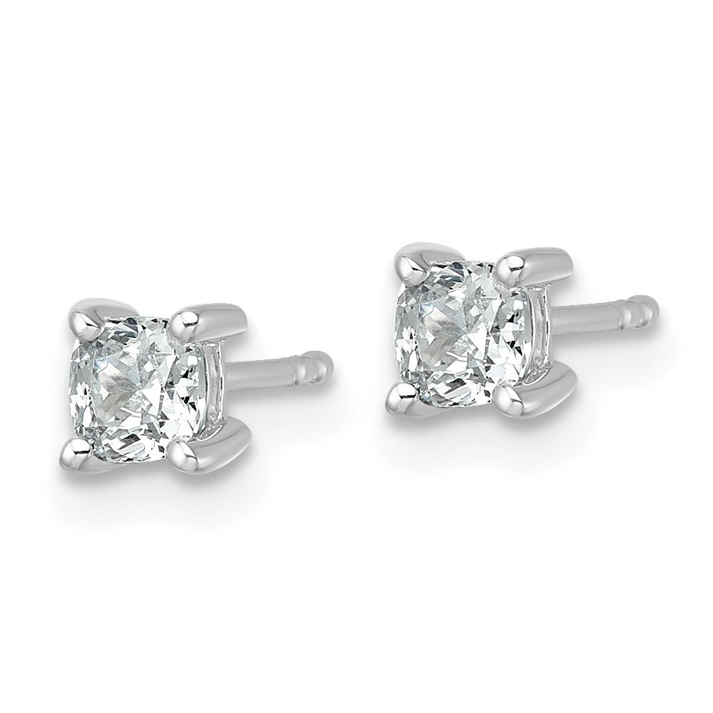 14kw 3/4ct Cert Lab Grown Dia VS+ F+ Cushion Comp 4 Prong Stud Earrings