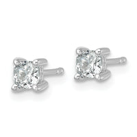 14kw 3/4ct Lab Grown Diamond VS+ F+ Cushion Comp 4 Prong Stud Earrings
