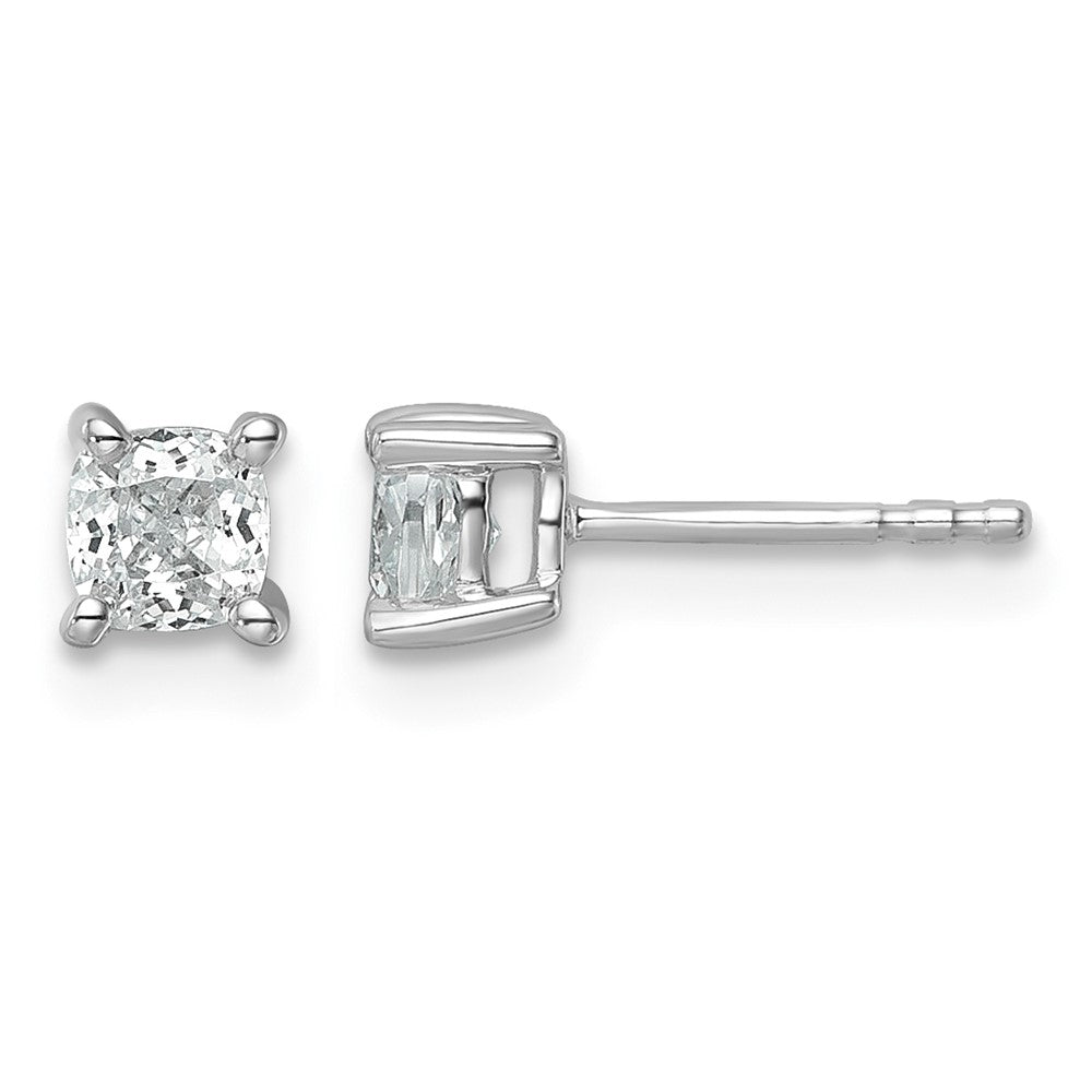 14kw 3/4ct Cert Lab Grown Dia VS+ F+ Cushion Comp 4 Prong Stud Earrings