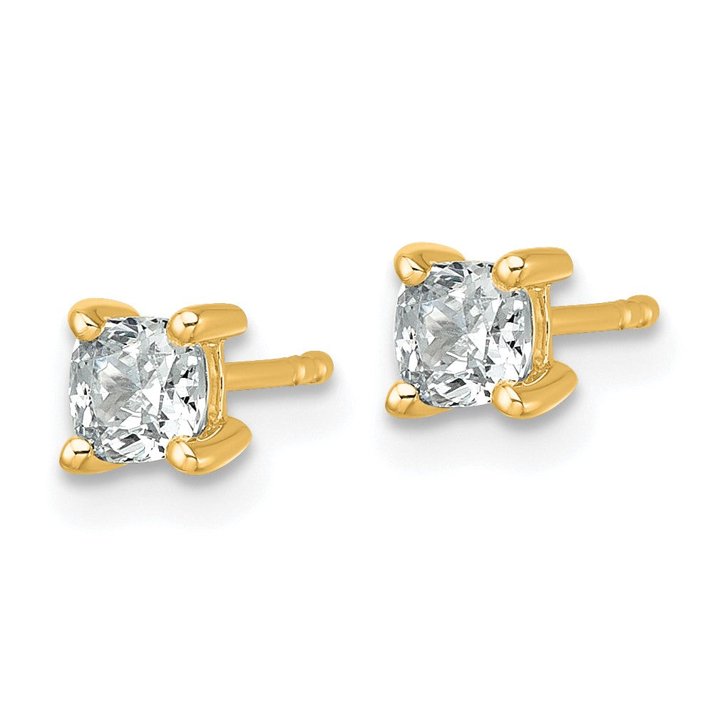 14ky 3/4ct Cert Lab Grown Dia VS/SI+ G+ Cushion Comp 4 Prong Stud Earrings