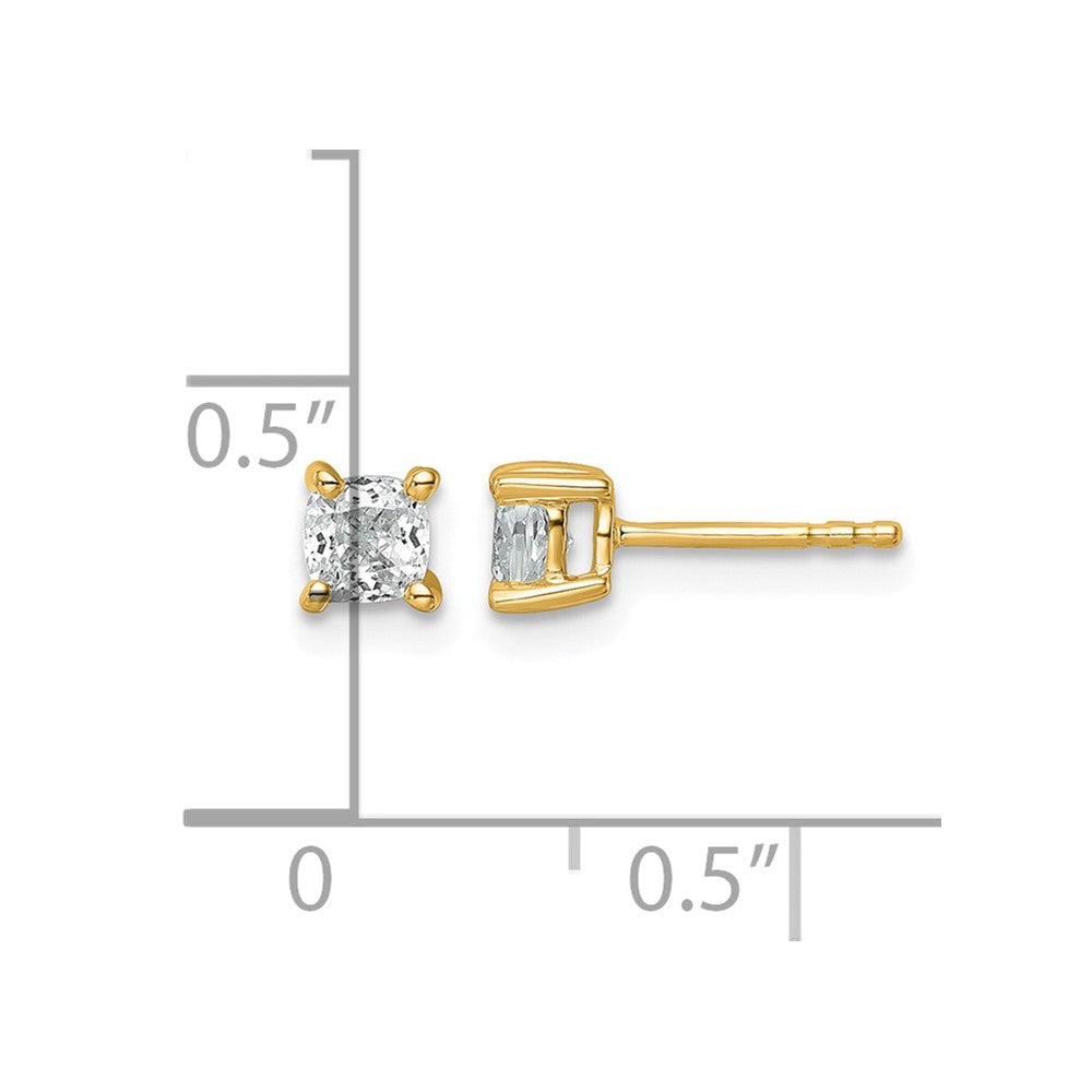 14ky 3/4ct Lab Grown Diamond VS+ F+ Cushion Comp 4 Prong Stud Earrings