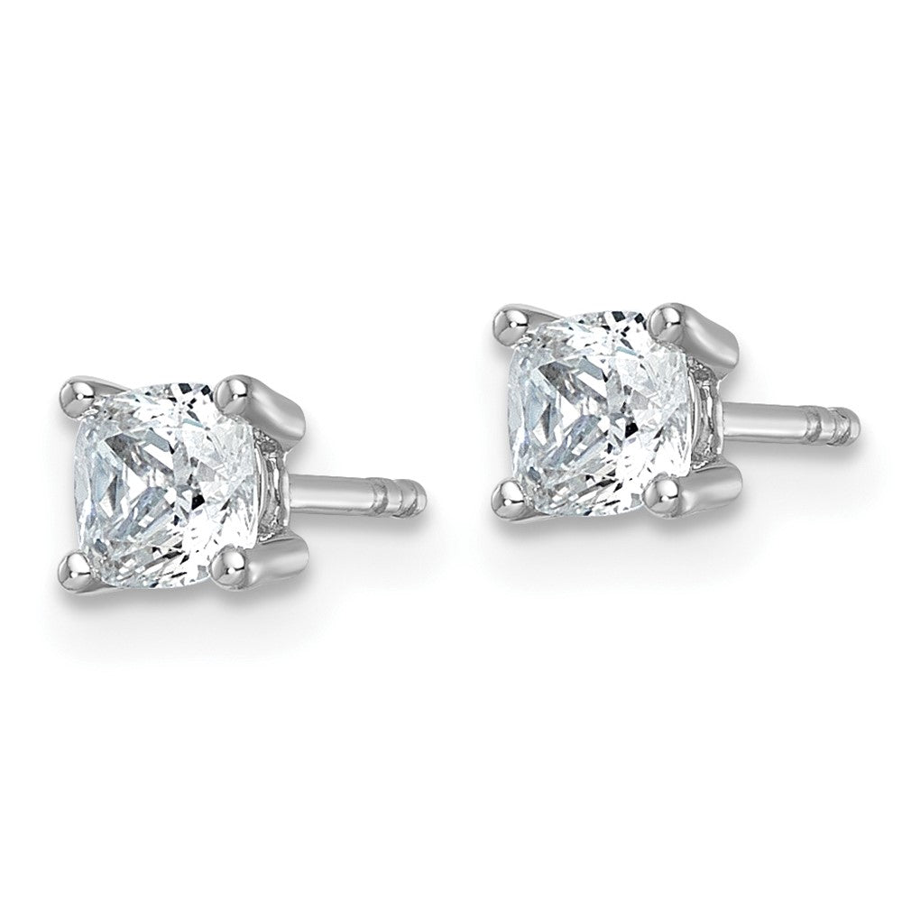 14kw 1ct Cert Lab Grown Dia VS+ F+ Cushion Comp 4 Prong Stud Earrings