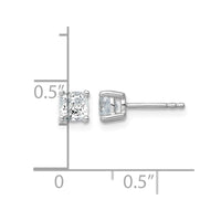 14kw 1ct Cert Lab Grown Dia VS+ F+ Cushion Comp 4 Prong Stud Earrings