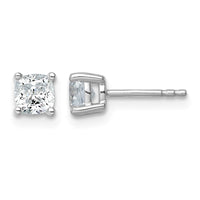 14kw 1ct Cert Lab Grown Dia VS+ F+ Cushion Comp 4 Prong Stud Earrings