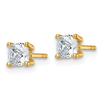 14ky 1ct Cert Lab Grown Dia VS+ F+ Cushion Comp 4 Prong Stud Earrings