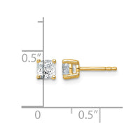 14ky 1ct Cert Lab Grown Dia VS+ F+ Cushion Comp 4 Prong Stud Earrings