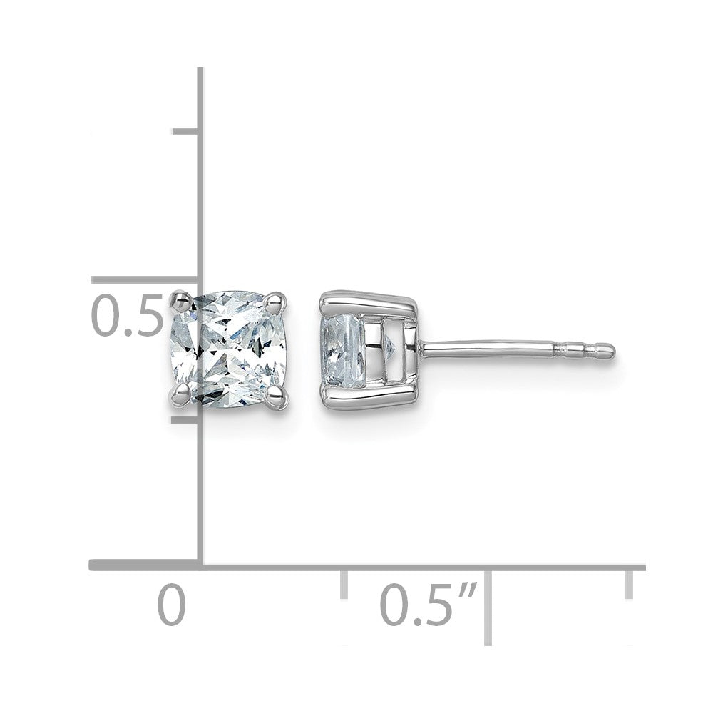14kw 1 1/2ct Lab Grown Dia VS+ F+ Cushion Comp 4 Prong Stud Earrings