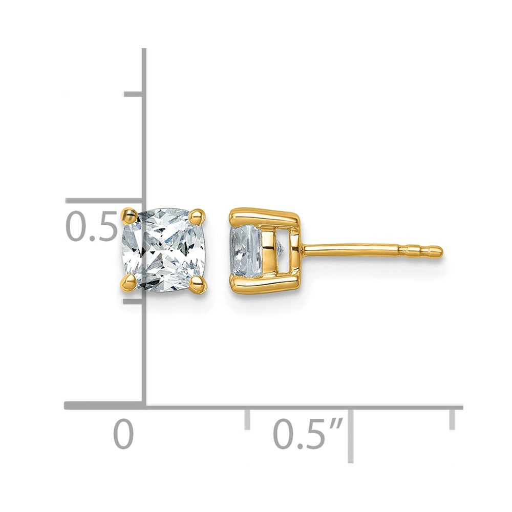 14ky 1 1/2ct Cert Lab Grown Dia VS/SI+ G+ Cushion Comp 4 Prong Stud Earring