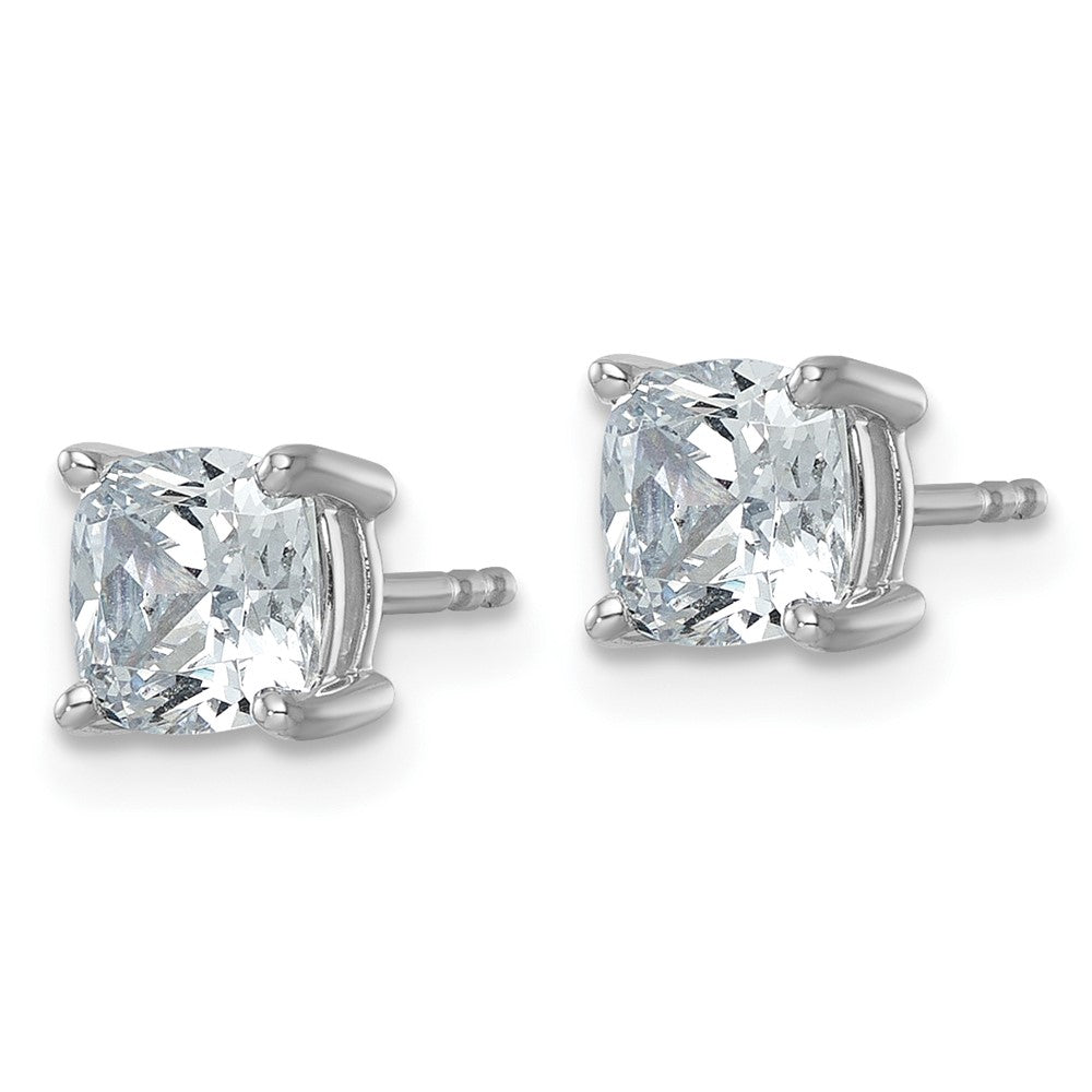 14kw 2ct Cert Lab Grown Dia VS/SI+ G+ Cushion Comp 4 Prong Stud Earrings