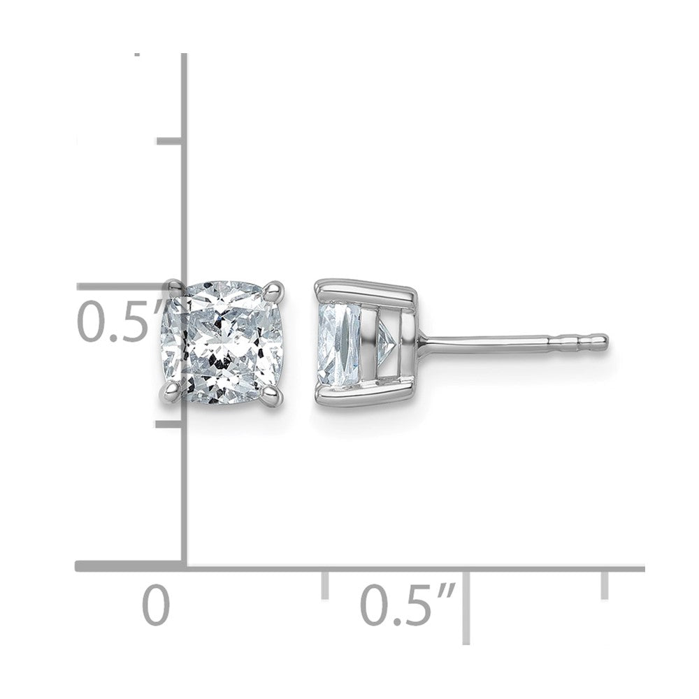 14kw 2ct Cert Lab Grown Dia VS/SI+ G+ Cushion Comp 4 Prong Stud Earrings