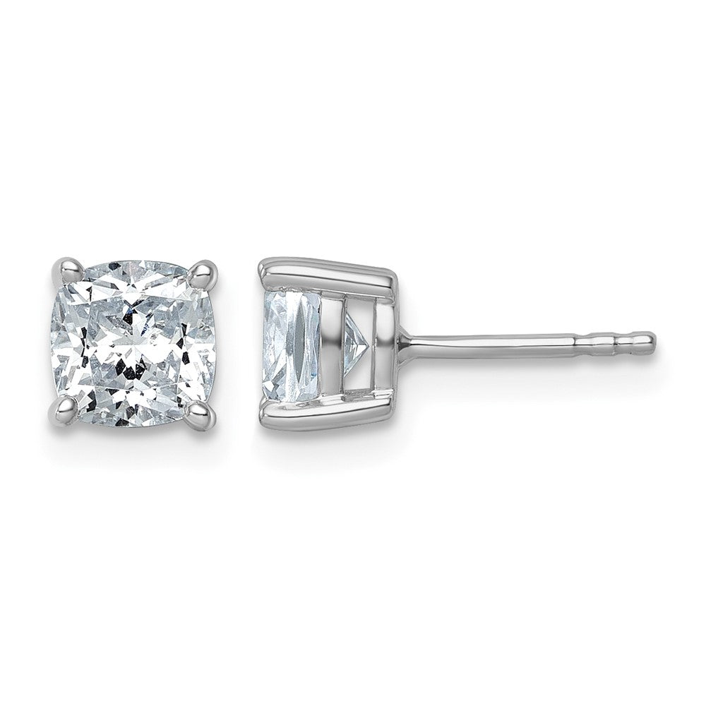 14kw 2ct Cert Lab Grown Dia VS/SI+ G+ Cushion Comp 4 Prong Stud Earrings