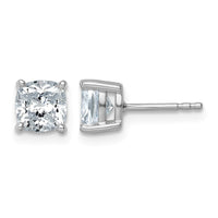 14kw 2ct Cert Lab Grown Dia VS/SI+ G+ Cushion Comp 4 Prong Stud Earrings