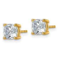 14ky 2ct Cert Lab Grown Diamond VS+ F+ Cushion Comp 4 Prong Stud Earrings