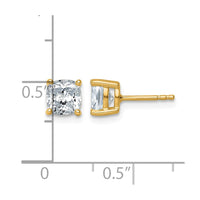 14ky 2ct Lab Grown Diamond VS+ F+ Cushion Comp 4 Prong Stud Earrings