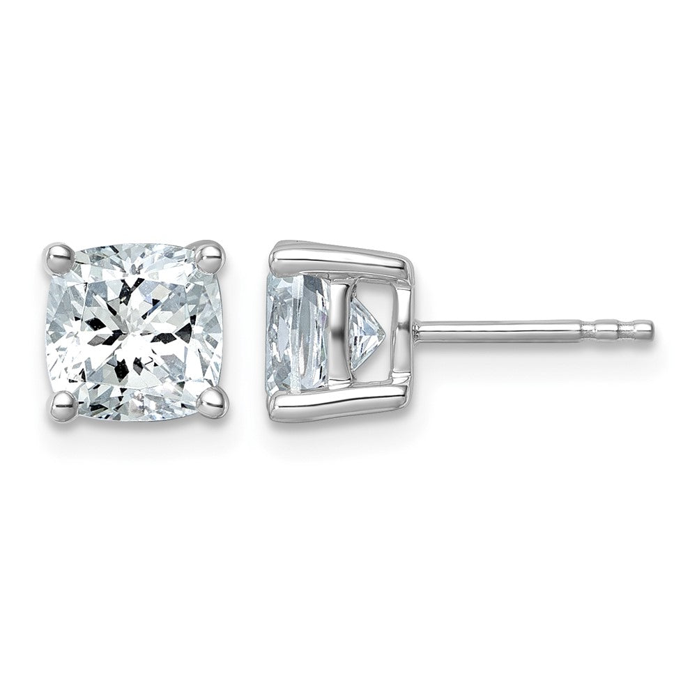 14kw 3ct Cert Lab Grown Dia VS/SI+ G+ Cushion Comp 4 Prong Stud Earrings