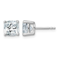 14kw 3ct Cert Lab Grown Dia VS/SI+ G+ Cushion Comp 4 Prong Stud Earrings