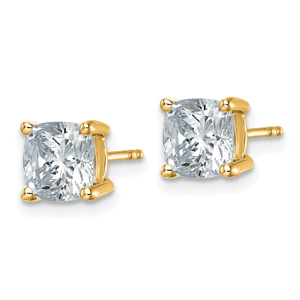 14ky 3ct Cert Lab Grown Dia VS/SI+ G+ Cushion Comp 4 Prong Stud Earrings