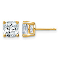 14ky 3ct Cert Lab Grown Diamond VS+ F+ Cushion Comp 4 Prong Stud Earrings