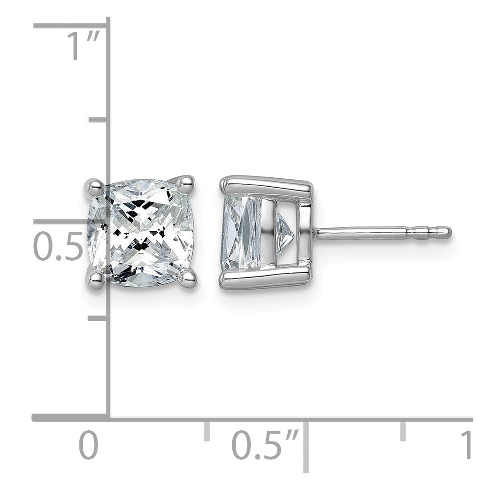 14kw 4ct Cert Lab Grown Dia VS+ F+ Cushion Comp 4 Prong Stud Earrings