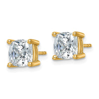 14ky 4ct Lab Grown Diamond VS+ F+ Cushion Comp 4 Prong Stud Earrings