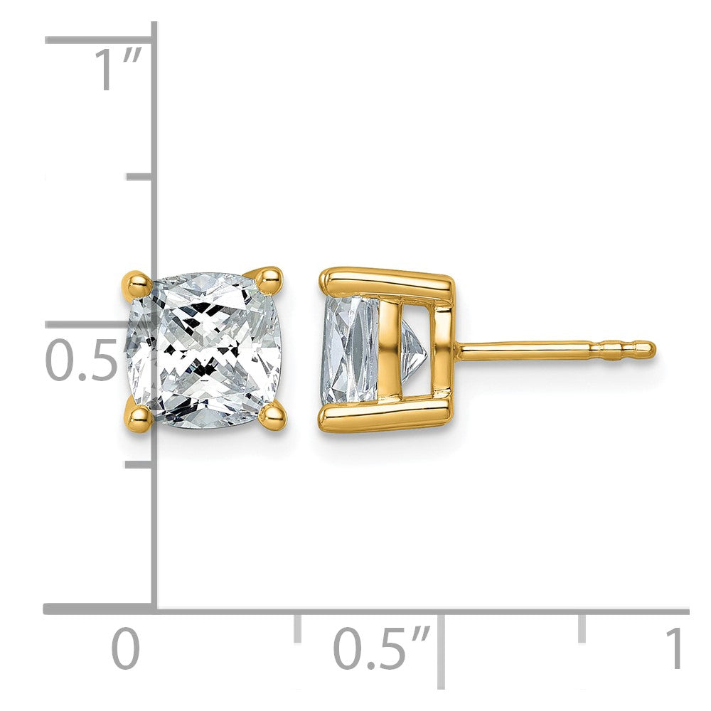 14ky 4ct Lab Grown Diamond VS+ F+ Cushion Comp 4 Prong Stud Earrings