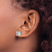 14kw 5ct Lab Grown Diamond VS+ F+ Cushion Comp 4 Prong Stud Earrings