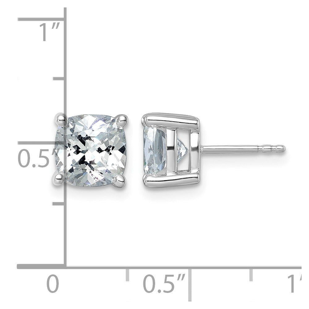 14kw 5ct Lab Grown Diamond VS/SI+ G+ Cushion Comp 4 Prong Stud Earrings