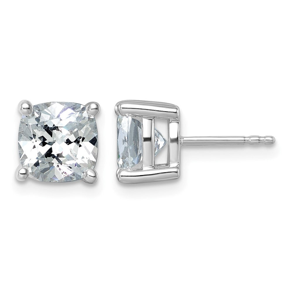 14kw 5ct Lab Grown Diamond VS+ F+ Cushion Comp 4 Prong Stud Earrings
