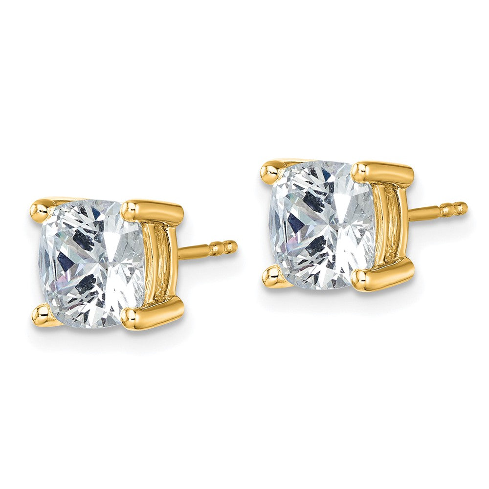 14ky 5ct Lab Grown Diamond VS/SI+ G+ Cushion Comp 4 Prong Stud Earrings