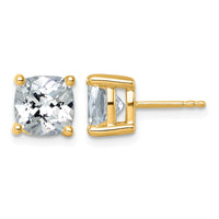 14ky 5ct Lab Grown Diamond VS/SI+ G+ Cushion Comp 4 Prong Stud Earrings
