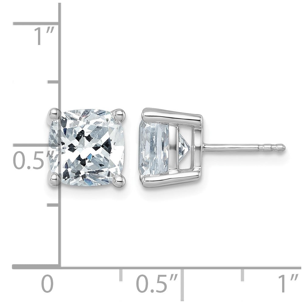 14kw 6ct Cert Lab Grown Dia VS+ F+ Cushion Comp 4 Prong Stud Earrings
