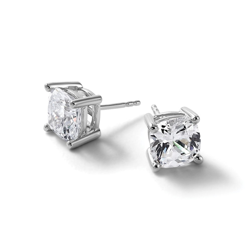 14kw 6ct Cert Lab Grown Dia VS+ F+ Cushion Comp 4 Prong Stud Earrings
