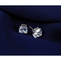 14kw 5ct Lab Grown Diamond VS+ F+ Cushion Comp 4 Prong Stud Earrings
