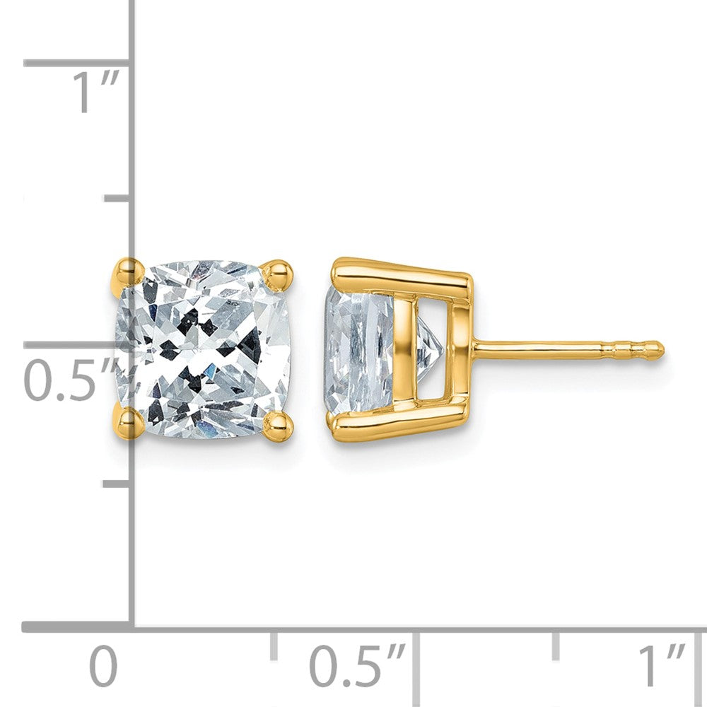 14ky 6ct Cert Lab Grown Dia VS/SI+ G+ Cushion Comp 4 Prong Stud Earrings