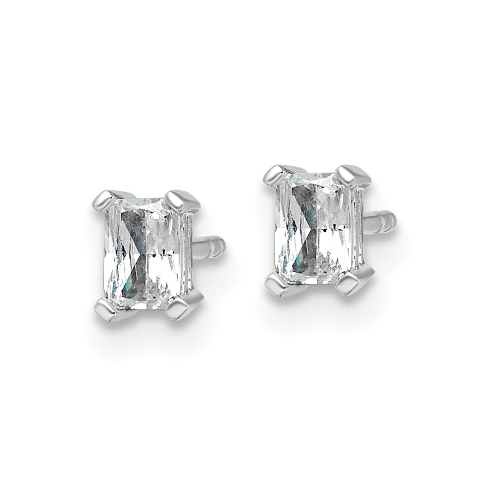 14kw 1/2ct Lab Grown Dia VS/SI+ G+ Radiant Comp 4 Prong Stud Earrings
