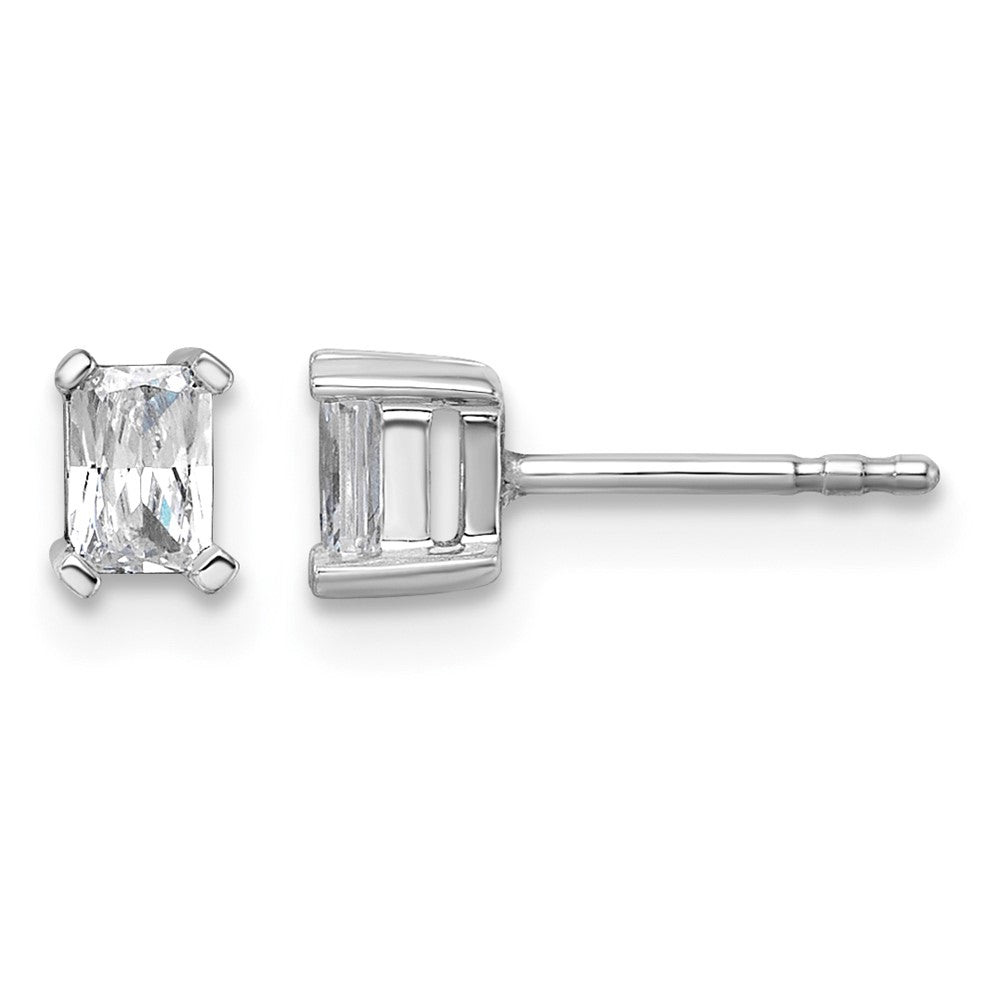 14kw 1/2ct Lab Grown Dia VS/SI+ G+ Radiant Comp 4 Prong Stud Earrings
