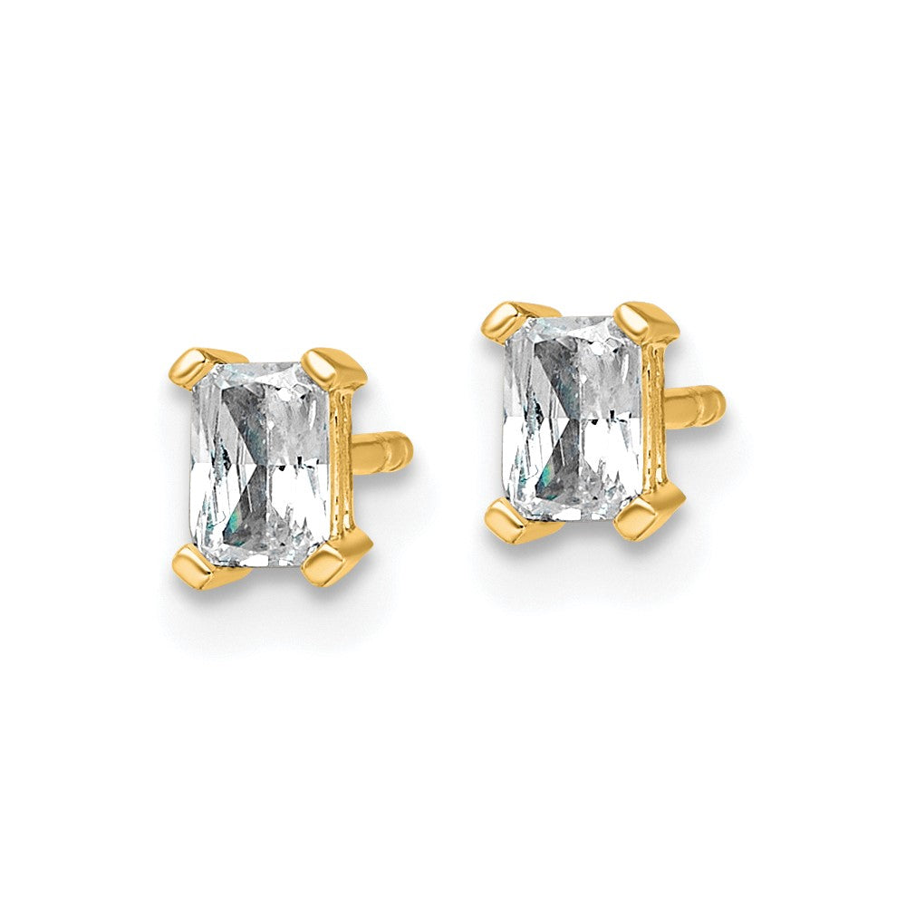 14ky 1/2ct Lab Grown Diamond VS/SI+ G+ Radiant Comp 4 Prong Stud Earrings