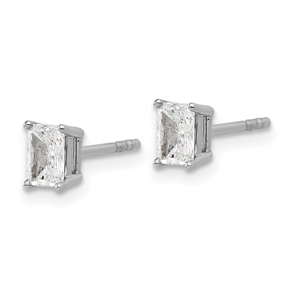 14kw 5/8ct Lab Grown Diamond VS+ F+ Radiant Comp 4 Prong Stud Earrings