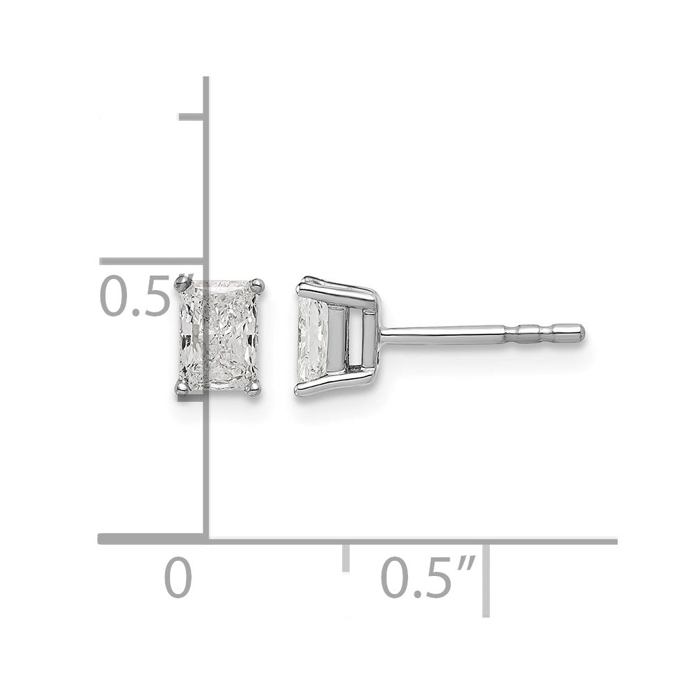 14kw 5/8ct Lab Grown Diamond VS+ F+ Radiant Comp 4 Prong Stud Earrings