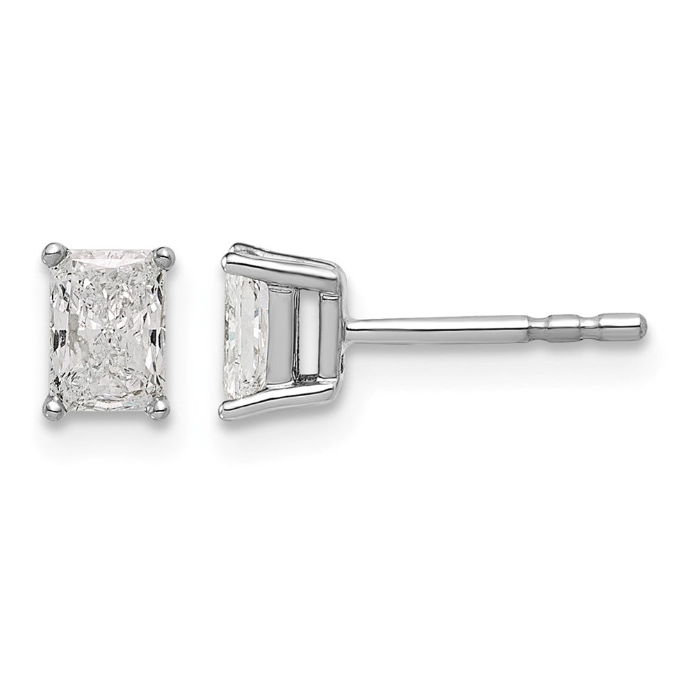 14kw 5/8ct Lab Grown Diamond VS+ F+ Radiant Comp 4 Prong Stud Earrings
