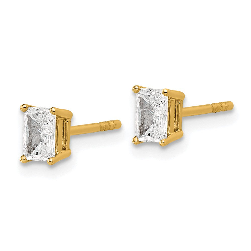 14ky 5/8ct Lab Grown Dia VS/SI+ G+ Radiant Comp 4 Prong Stud Earrings