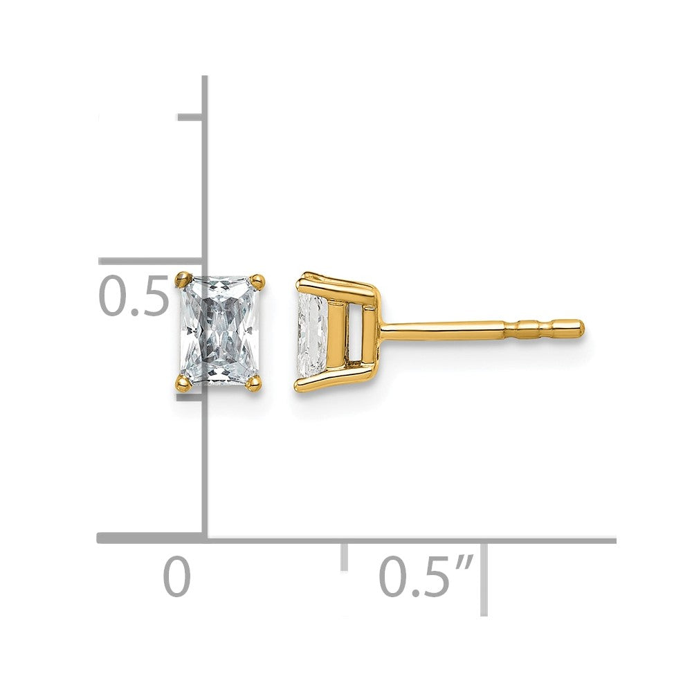 14ky 5/8ct Lab Grown Dia VS/SI+ G+ Radiant Comp 4 Prong Stud Earrings