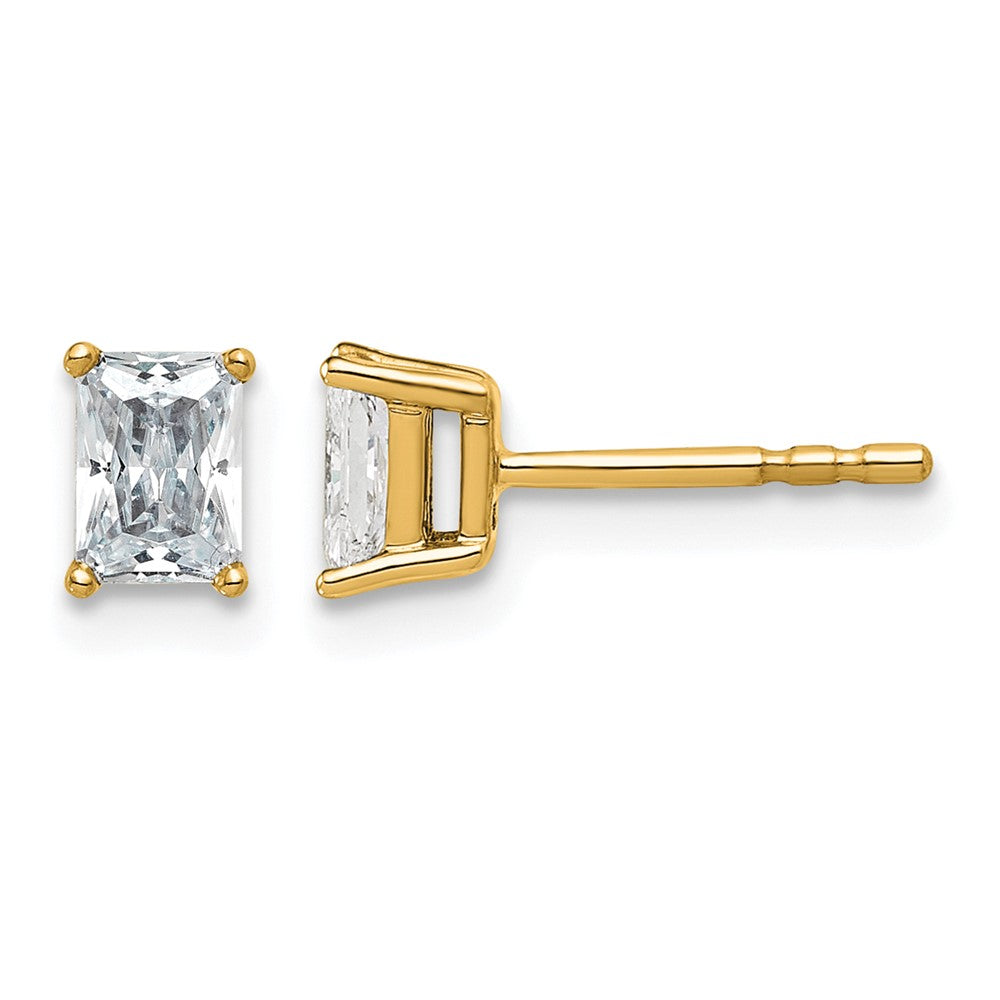 14ky 5/8ct Lab Grown Dia VS/SI+ G+ Radiant Comp 4 Prong Stud Earrings