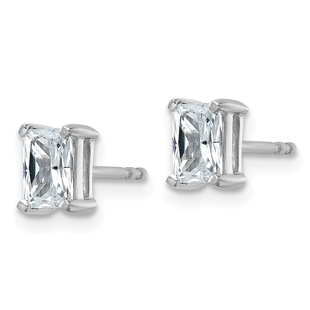 14kw 1ct Lab Grown Diamond VS+ F+ Radiant Comp 4 Prong Stud Earrings