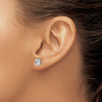 14kw 1ct Lab Grown Diamond VS/SI+ G+ Radiant Comp 4 Prong Stud Earrings