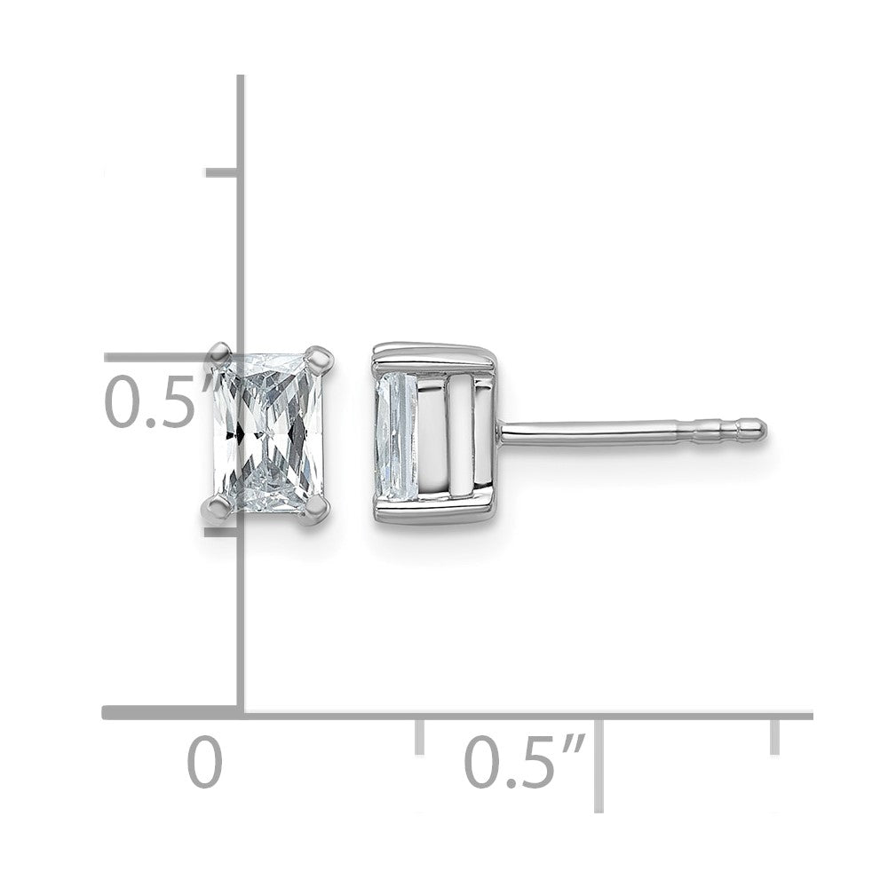 14kw 1ct Cert Lab Grown Dia VS/SI+ G+ Radiant Comp 4 Prong Stud Earrings